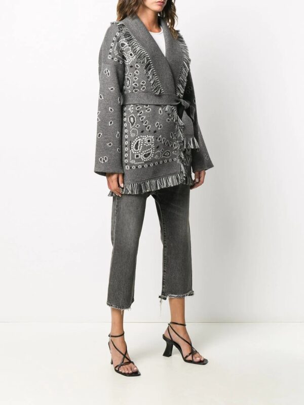 Large Pattern Embroidery Tassel Sweater Coat - Image 3