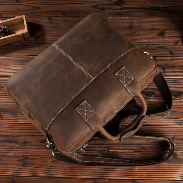 Crazy Horse Leather Men's Shoulder Bag Vintage - Image 4