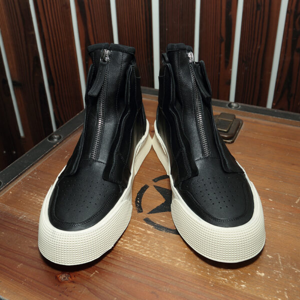 Men's Fashion High Top Flat Shoes Genuine Leather - Image 3