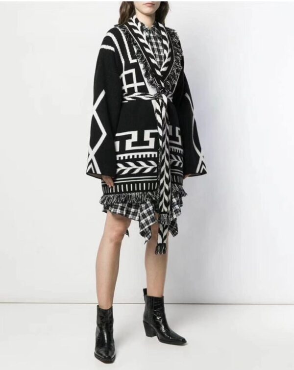 Large Pattern Embroidery Tassel Sweater Coat - Image 8