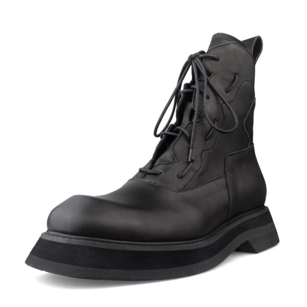 Men's Leather Boots Mid Top Platform Shoes Trend - Image 5