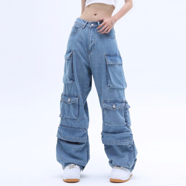 American High Street Multi-pocket Washed Baggy Jeans - Image 5