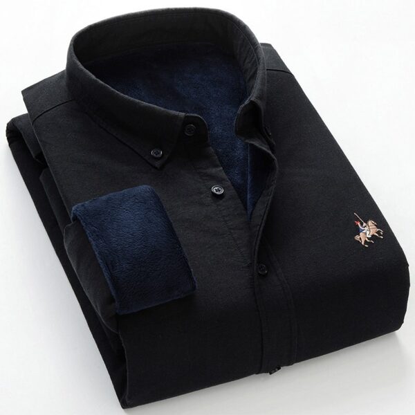 Men's warm shirt plus velvet thick oxford brushed wool - Image 4