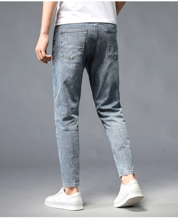 Nine-Point Washed Small Feet Jeans Straight-Leg Pants Men - Image 5