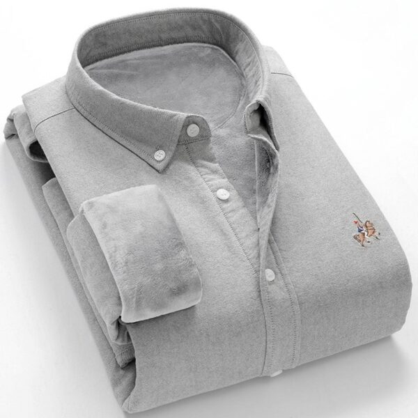 Men's warm shirt plus velvet thick oxford brushed wool - Image 7