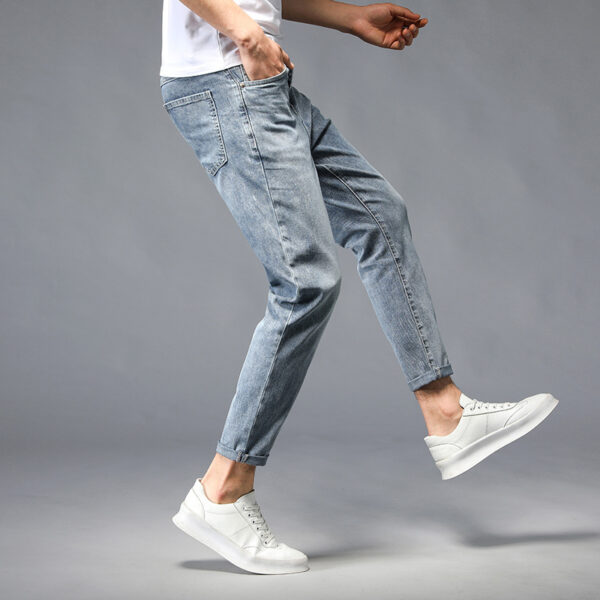 Nine-Point Washed Small Feet Jeans Straight-Leg Pants Men - Image 4