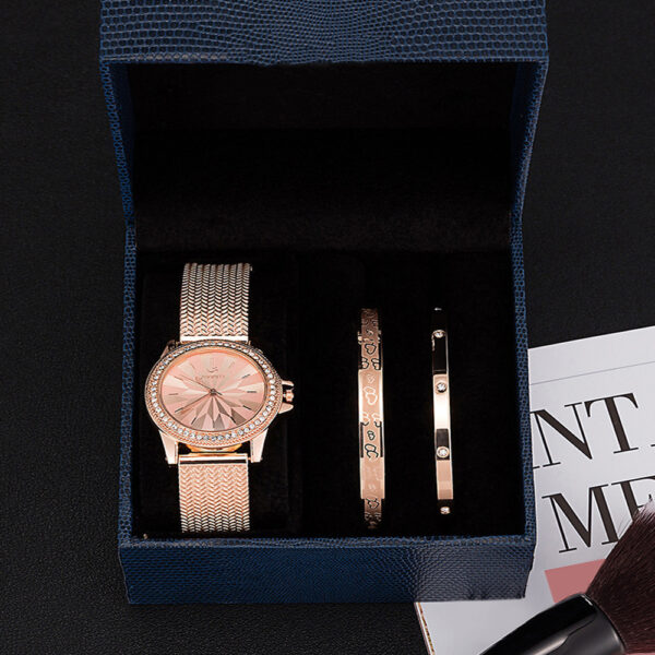 Goddess Stainless Steel Bracelet Watch Three-Piece Gift Box Set - Image 2