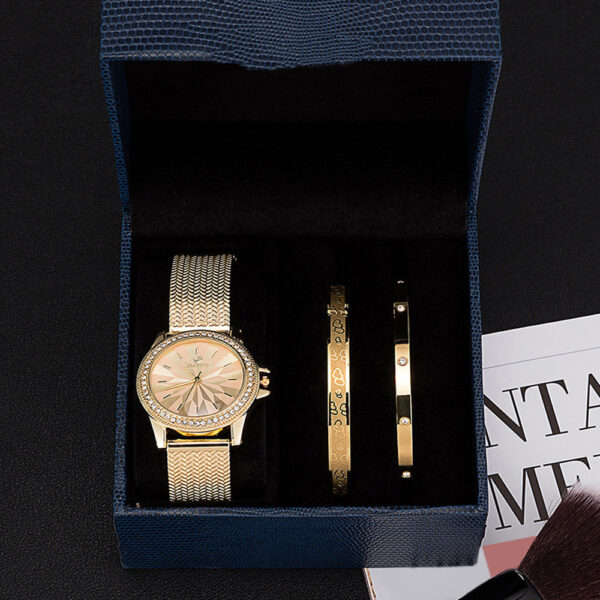 Goddess Stainless Steel Bracelet Watch Three-Piece Gift Box Set - Image 3
