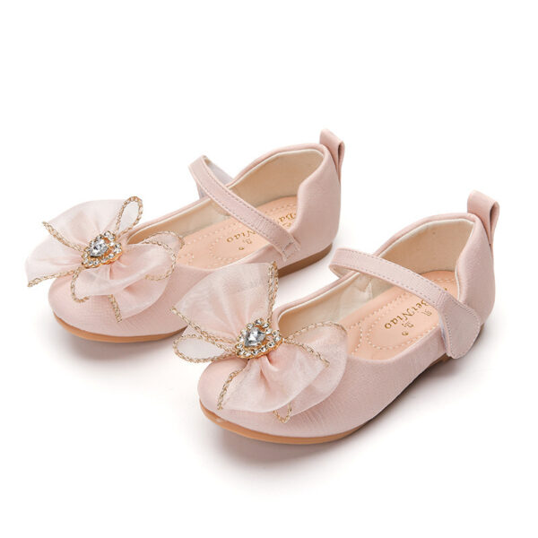Spring New Girls' Single Shoes Cute Bow Rhinestone Soft Sole Flat Shoes - Image 6