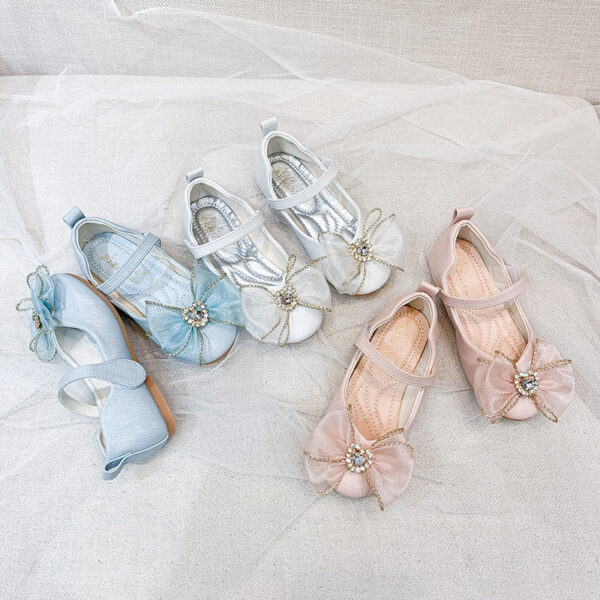 Spring New Girls' Single Shoes Cute Bow Rhinestone Soft Sole Flat Shoes - Image 5