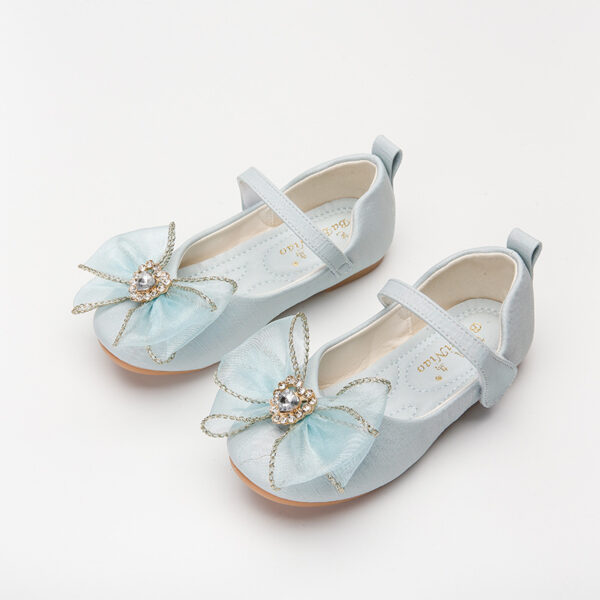 Spring New Girls' Single Shoes Cute Bow Rhinestone Soft Sole Flat Shoes - Image 4