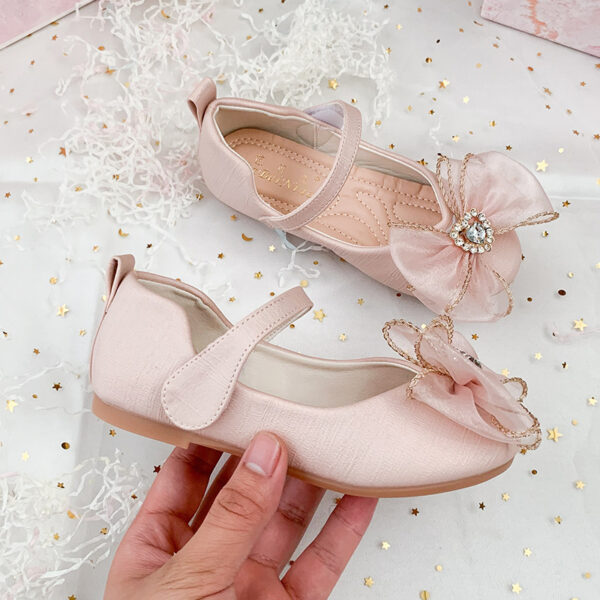 Spring New Girls' Single Shoes Cute Bow Rhinestone Soft Sole Flat Shoes - Image 8