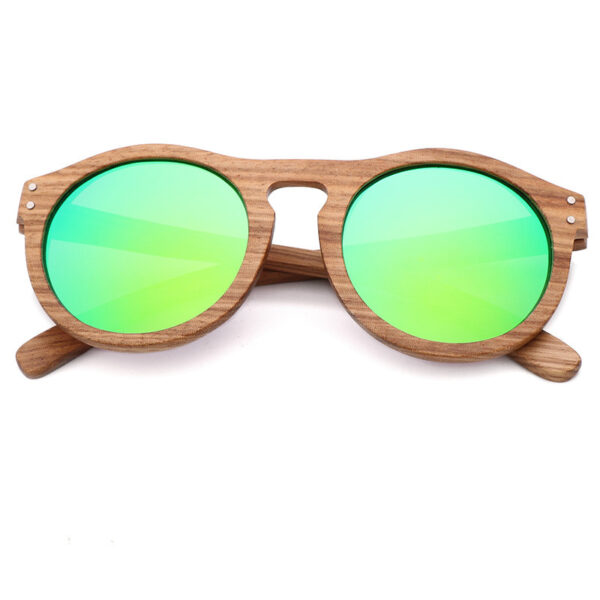 Fashion Polarized Bamboo Wood Glasses Round Frame - Image 3