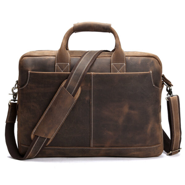 Crazy Horse Leather Men's Shoulder Bag Vintage - Image 6