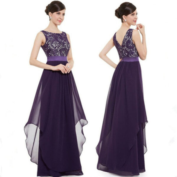 Lace spliced chiffon dress - Image 7