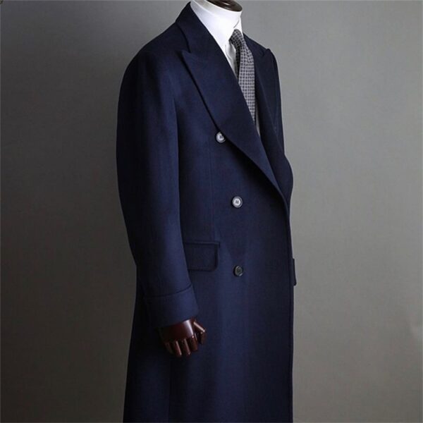 Men's Double Breasted Medium Length Pure Cashmere Coat - Image 7