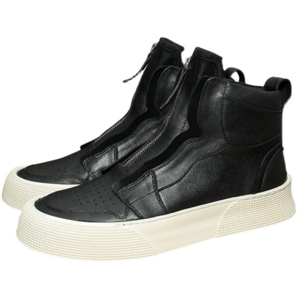 Men's Fashion High Top Flat Shoes Genuine Leather - Image 4