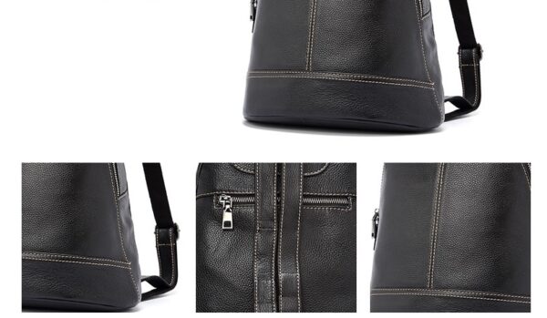 College Style Casual Top Layer Leather Backpack - Image 5