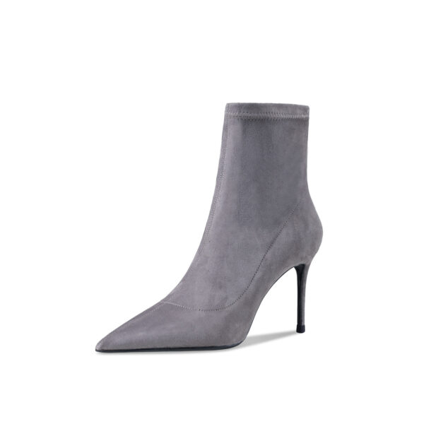Women's Leather Suede Stretch High Heel Booties - Image 2