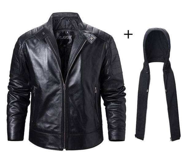 Leather Coat Trend Plus Cotton Hooded - Image 5