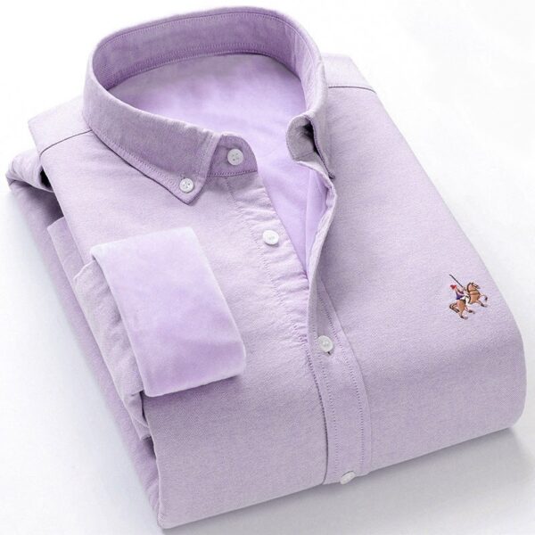 Men's warm shirt plus velvet thick oxford brushed wool - Image 9