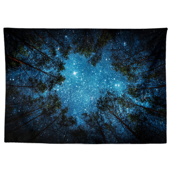 Forest Tapestry Wall Hanging Psychedelic Trees And Stars Fabric Tapestry Home Decor Polyester Table Cover Forest Night Tapestry Forest Tapestry Wall Hanging Psychedelic Trees And Stars Fabric Tapes - Image 2