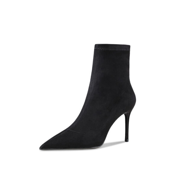 Women's Leather Suede Stretch High Heel Booties - Image 6