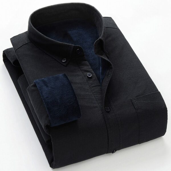 Men's warm shirt plus velvet thick oxford brushed wool - Image 3