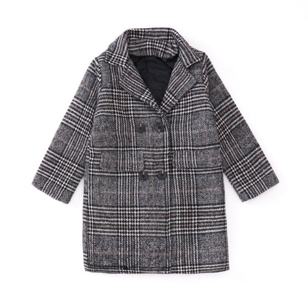 Gray plaid houndstooth coat for girls - Image 4