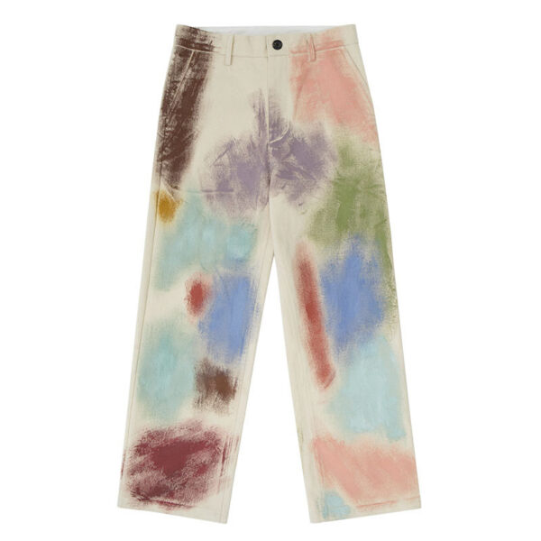 Ladies Fashion Straight Loose Hand Painted Painted Trousers - Image 6