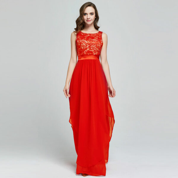 Lace spliced chiffon dress - Image 8