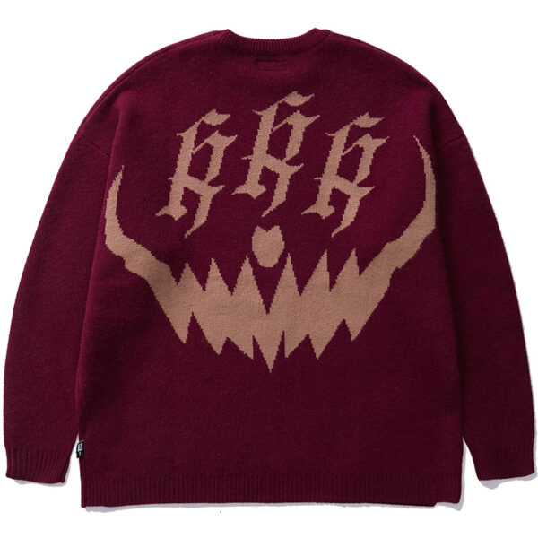 Men's Letter Devil Crew Neck Loose Sweater - Image 2