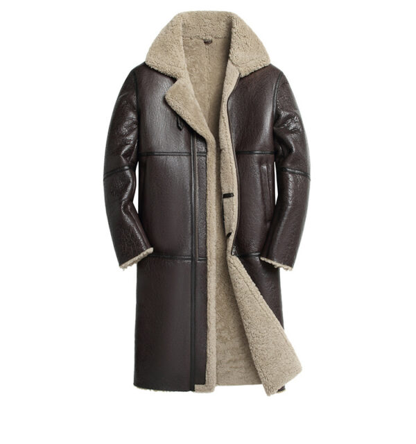 Lamb Wool Over-the-knee Mid-length Leather Coat - Image 6