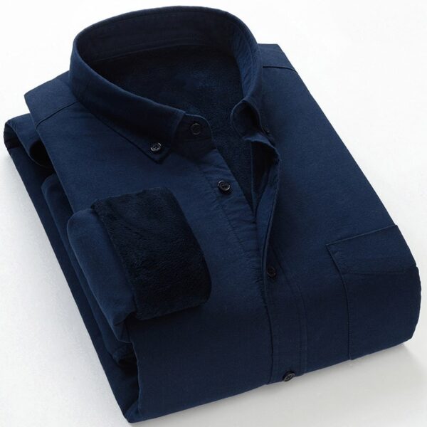 Men's warm shirt plus velvet thick oxford brushed wool