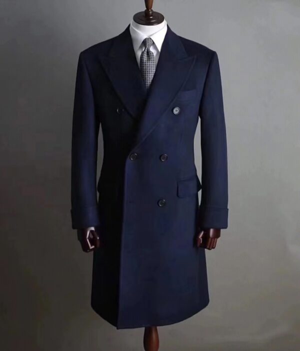 Men's Double Breasted Medium Length Pure Cashmere Coat - Image 3