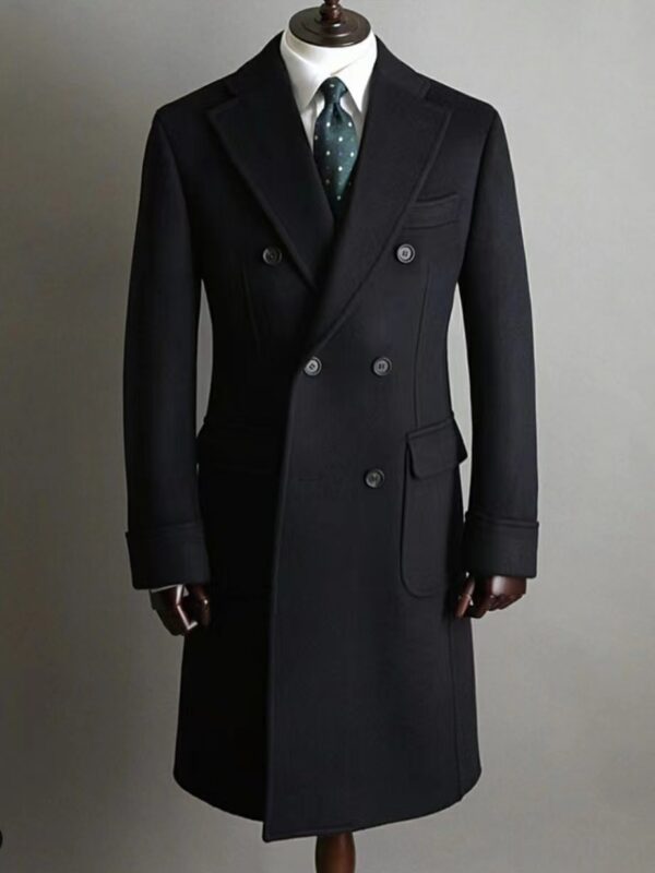 Men's Double Breasted Medium Length Pure Cashmere Coat - Image 5