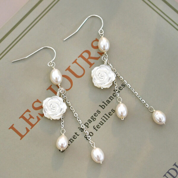 Fashionable Freshwater Pearl Camellia Earrings - Image 2