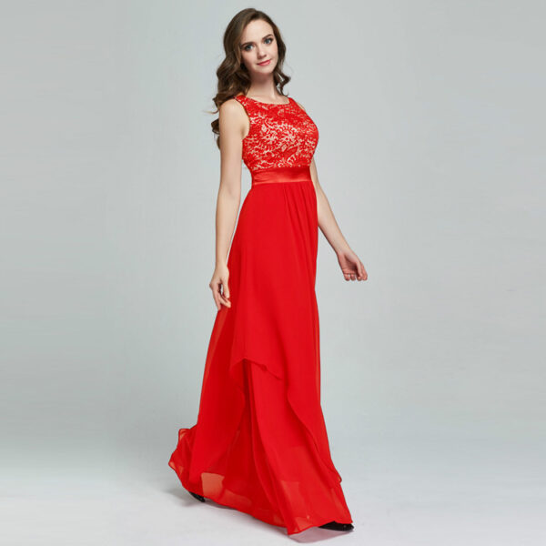 Lace spliced chiffon dress - Image 4