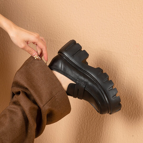 Women's Retro Black Height Increasing Shoes - Image 6