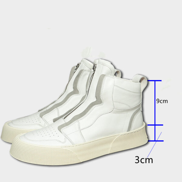 Men's Leather Zipper Trendy High Top Casual Shoes - Image 2