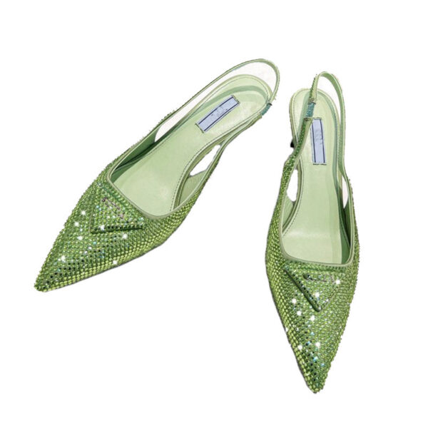 Women's Triangle  Pointed Rhinestone Cat Heel Sandals - Image 2