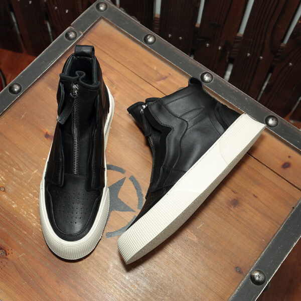Men's Fashion High Top Flat Shoes Genuine Leather - Image 5