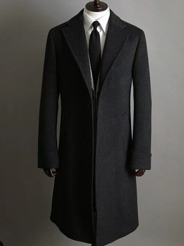 Men's Double Breasted Medium Length Pure Cashmere Coat - Image 4