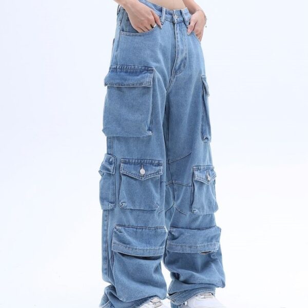 American High Street Multi-pocket Washed Baggy Jeans - Image 2