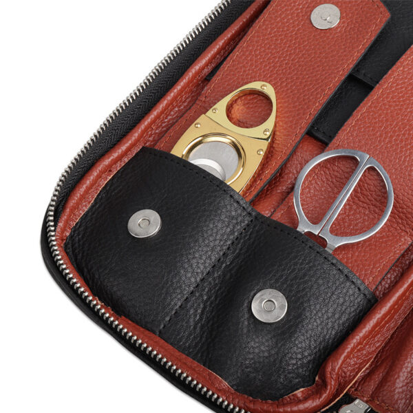 Leather Cigar Bag Carry-on Travel Portable Moisturizing Cigar Case - Image 3