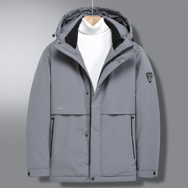 Men's Short Thick Warm Hooded Down Jacket - Image 3