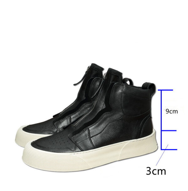 Men's Fashion High Top Flat Shoes Genuine Leather - Image 2