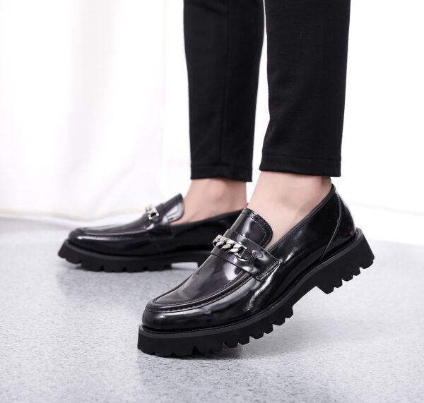 Men's Patent Business Shiny Platform Casual Leather Shoes - Image 3