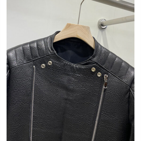 Men's Sheep Bubble Cropped Leather Jacket - Image 4