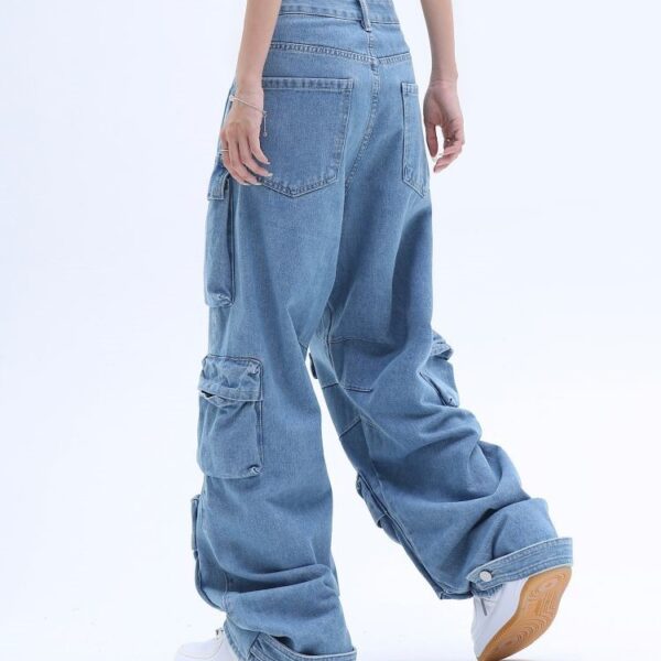 American High Street Multi-pocket Washed Baggy Jeans - Image 3